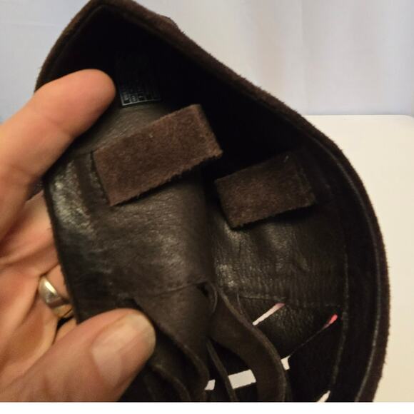 Ugg Rumer Suede Chocolate Brown Tall Boots Lattice Weave Back inner Zip 7 - Picture 11 of 12